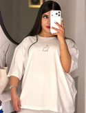 تیشرت باکسی سامر طرح خرگوش زنانه و دخترانه
