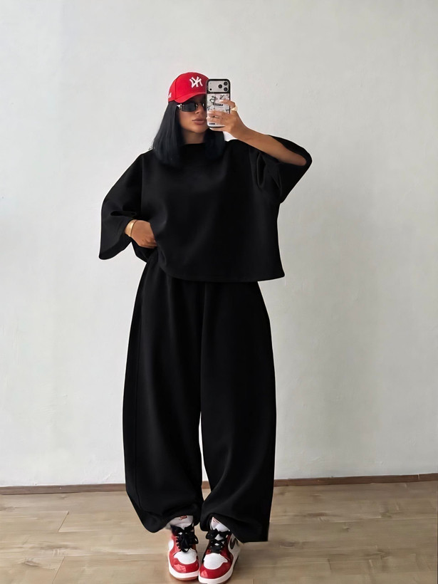 ست تیشرت و شلوار لش زنانه و دخترانه فری سایز