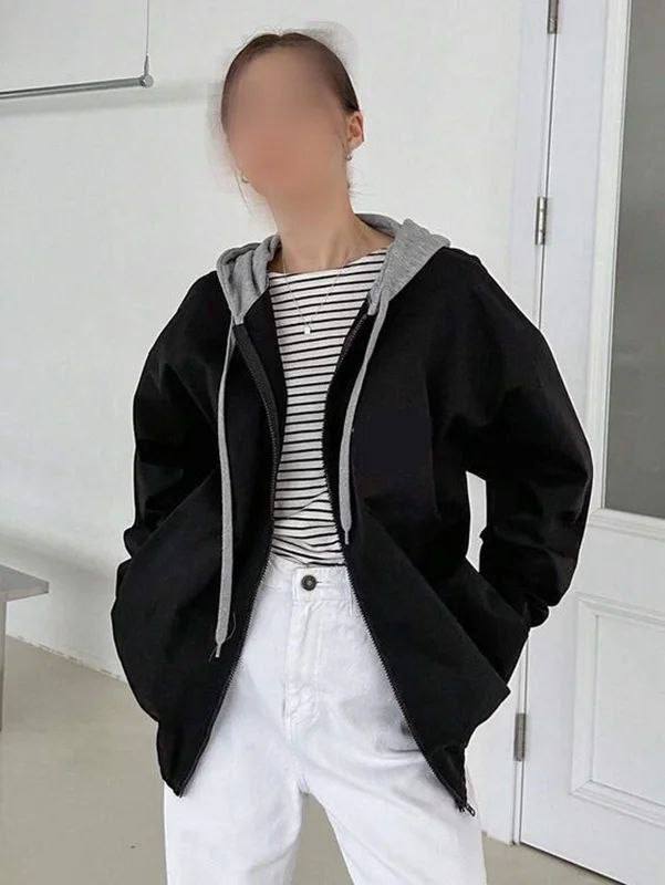 سوییشرت کلاه طوسی زنانه و دخترانه پاییزه و زمستانه