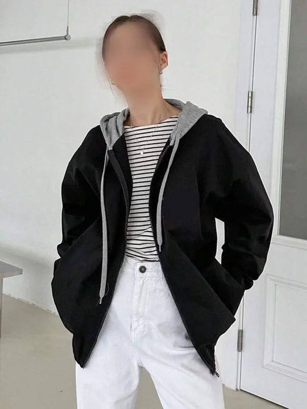سوییشرت کلاه طوسی زنانه و دخترانه پاییزه و زمستانه